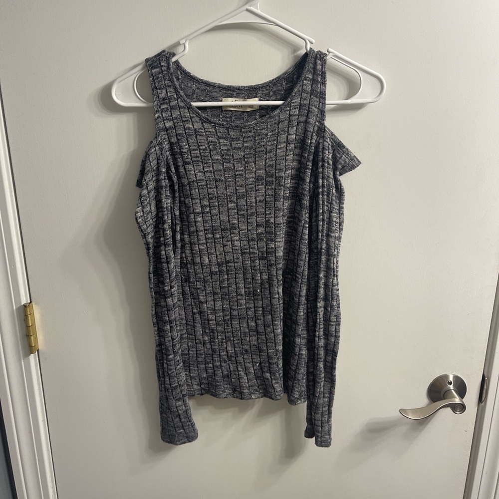 Gray Open Shoulder Women's Sweater